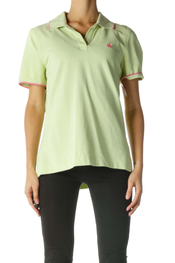 Green Pink 100% Cotton Polo Shirt