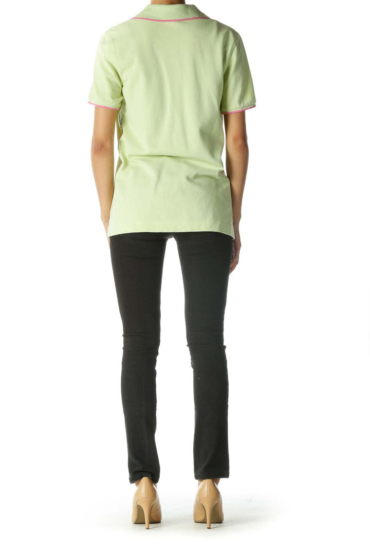 Green Pink 100% Cotton Polo Shirt