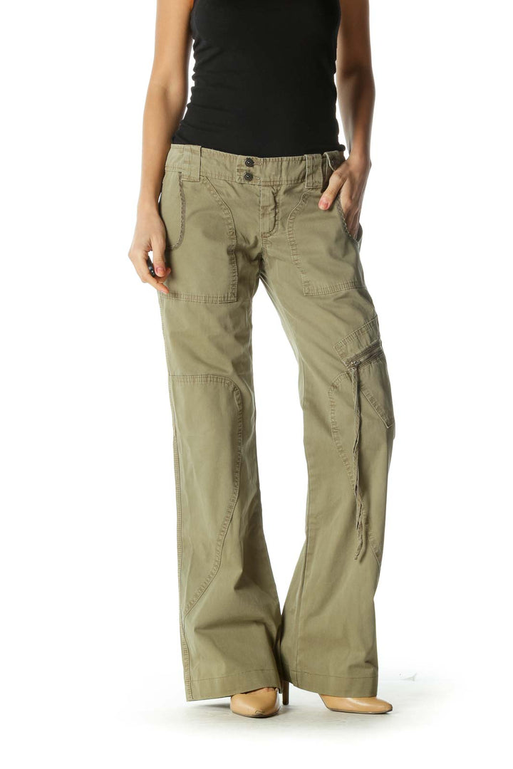 Green Wide Leg Utility Pants