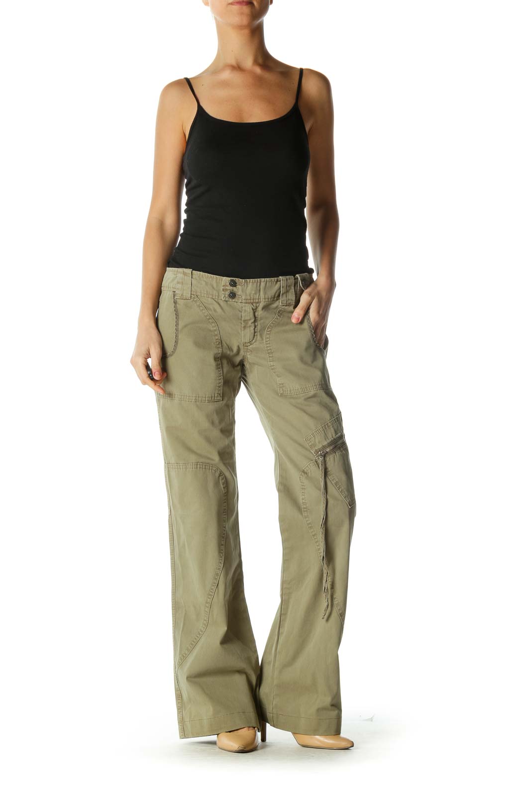 Green Wide Leg Utility Pants