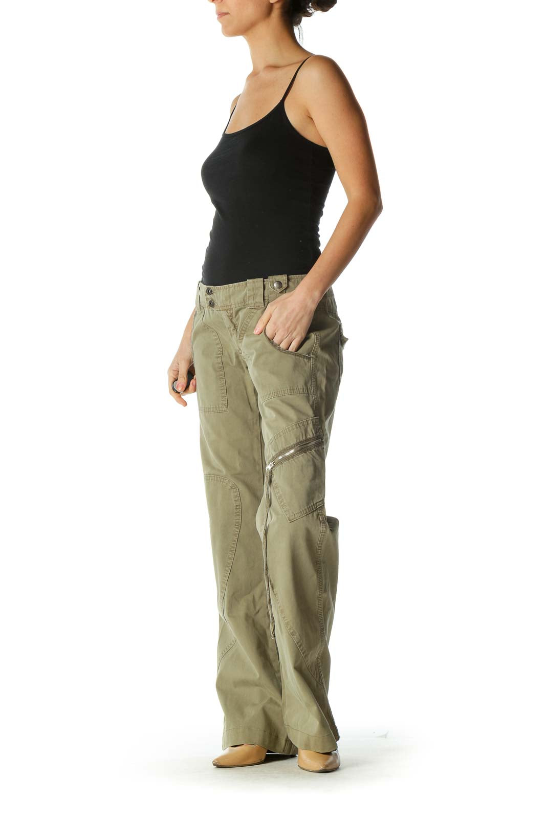 Green Wide Leg Utility Pants