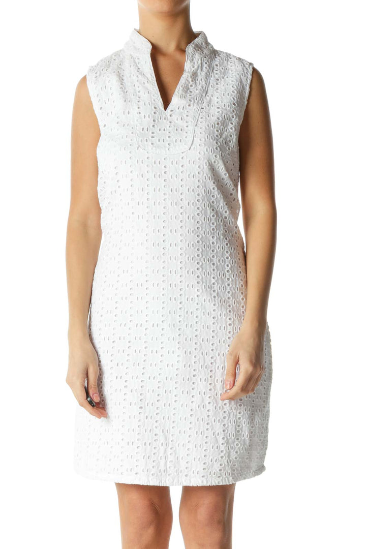 White Textured Shift Dress