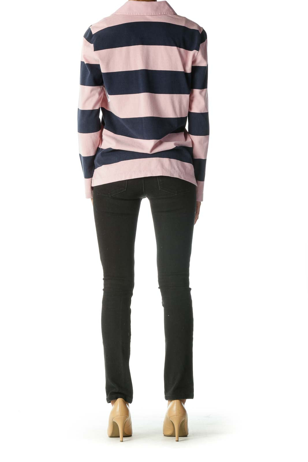 Pink Blue 100% Cotton Striped Long Sleeve Top