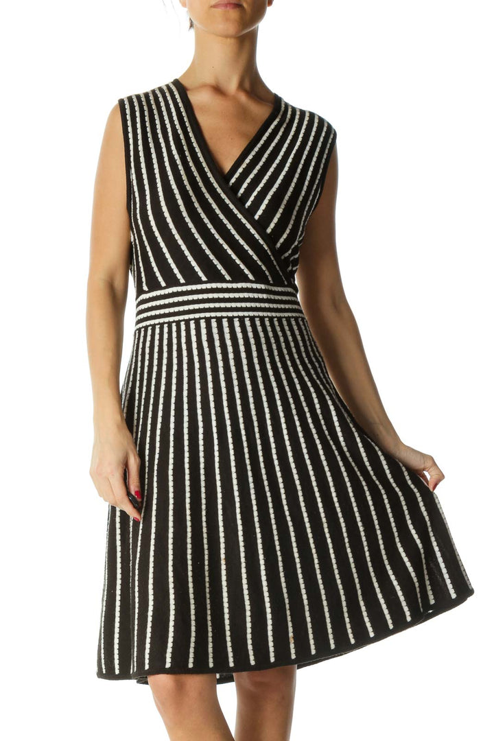 Black and White Striped Knit Dress