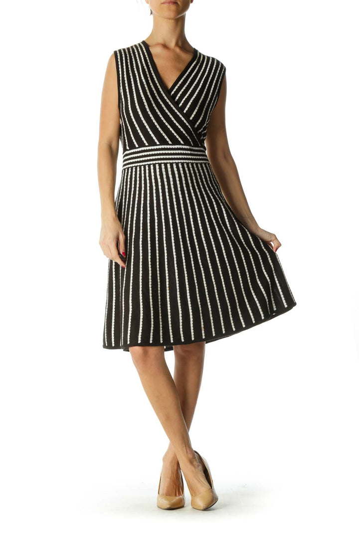 Black and White Striped Knit Dress