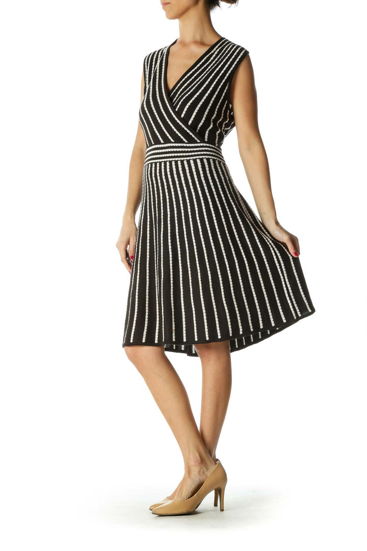 Black and White Striped Knit Dress