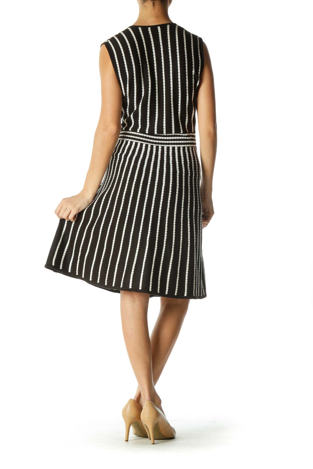 Black and White Striped Knit Dress