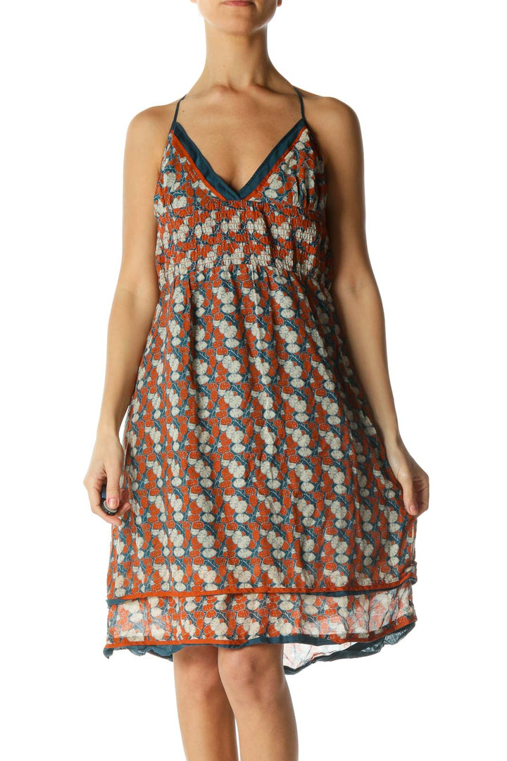 Blue and Orange Halter Dress