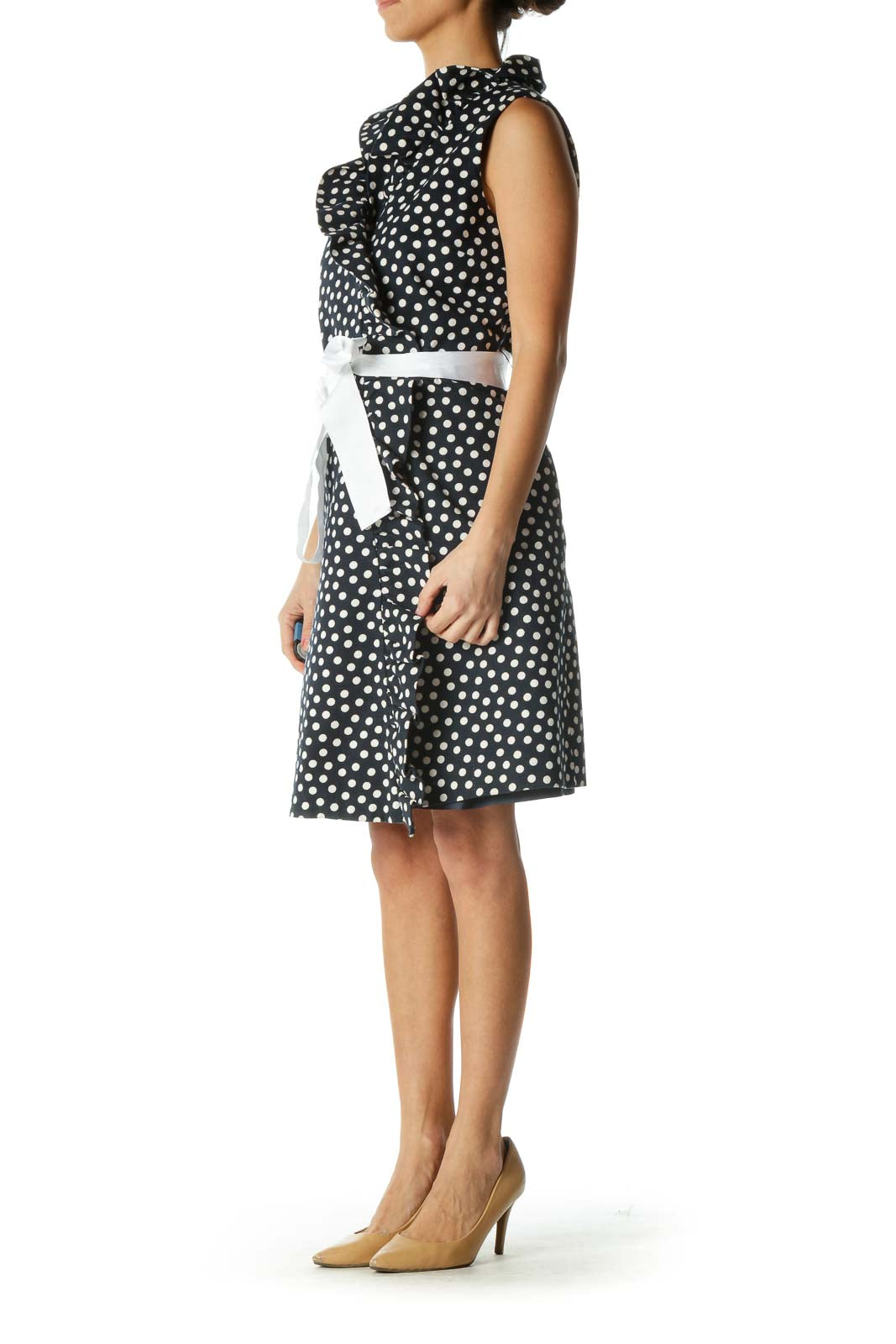 Blue and White Polka-Dot Dress