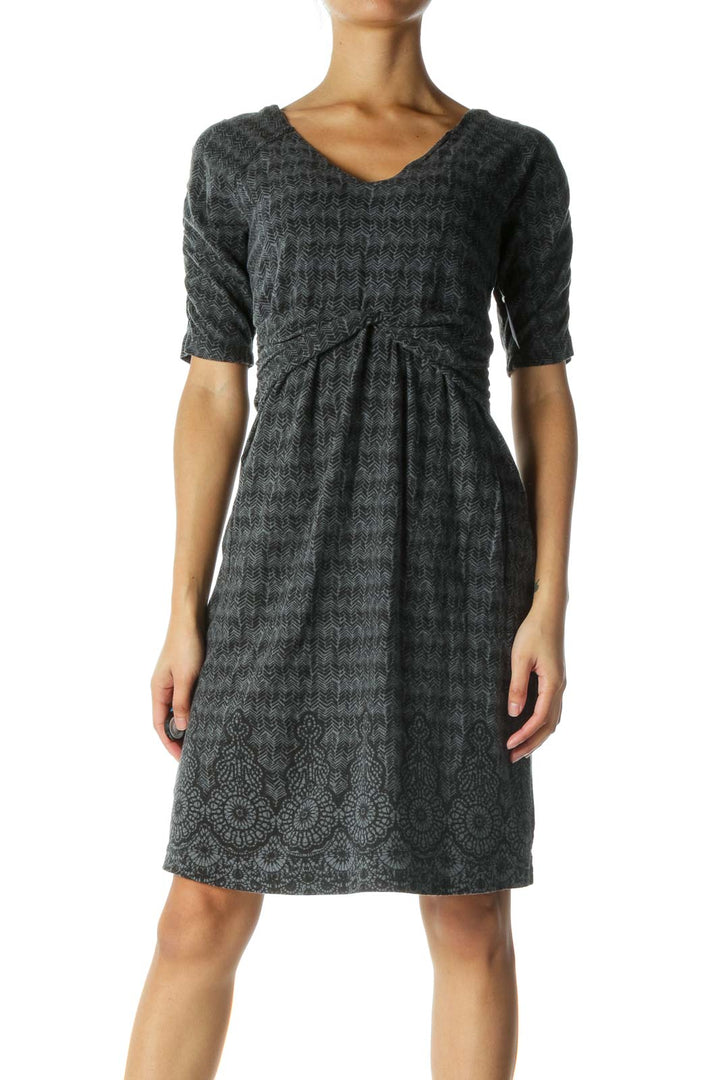 Black and Gray Print Dress