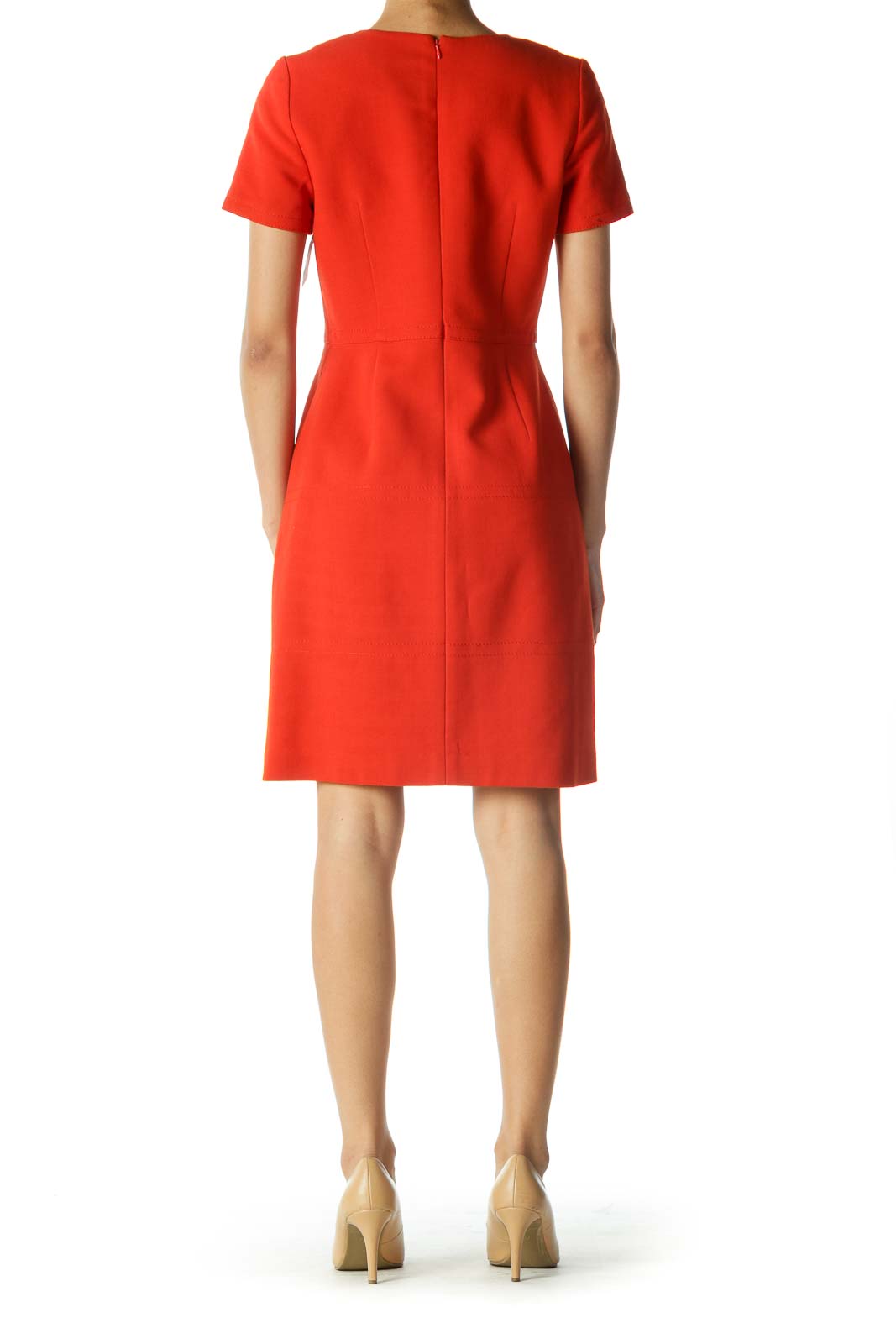 Orange Short Sleeve Work Dress