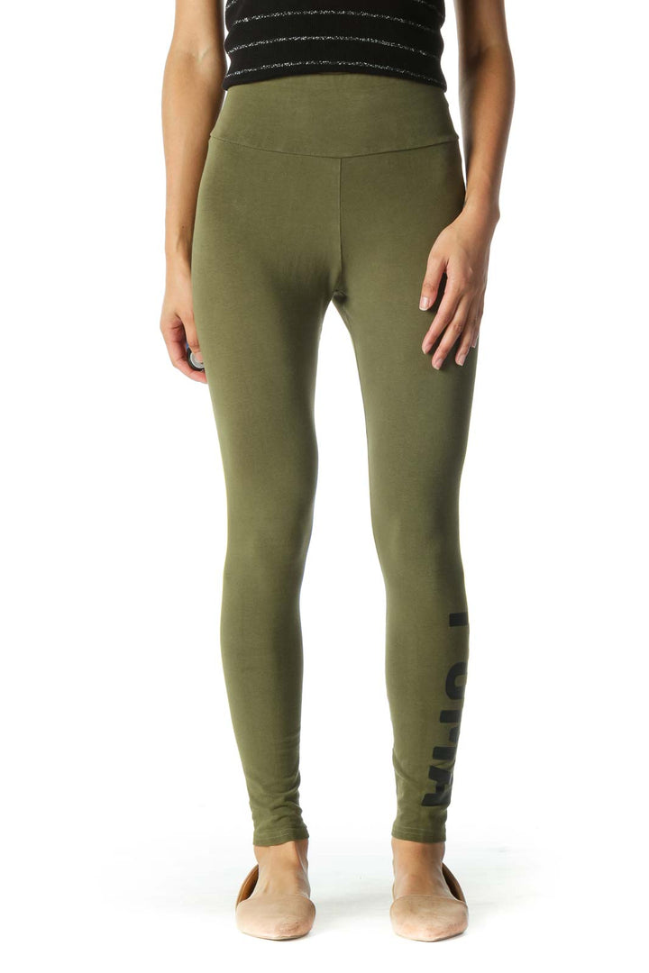 Green Logo High Waisted Leggings