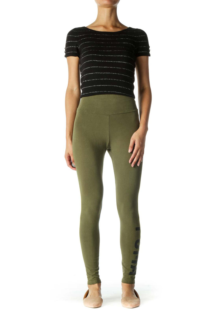 Green Logo High Waisted Leggings