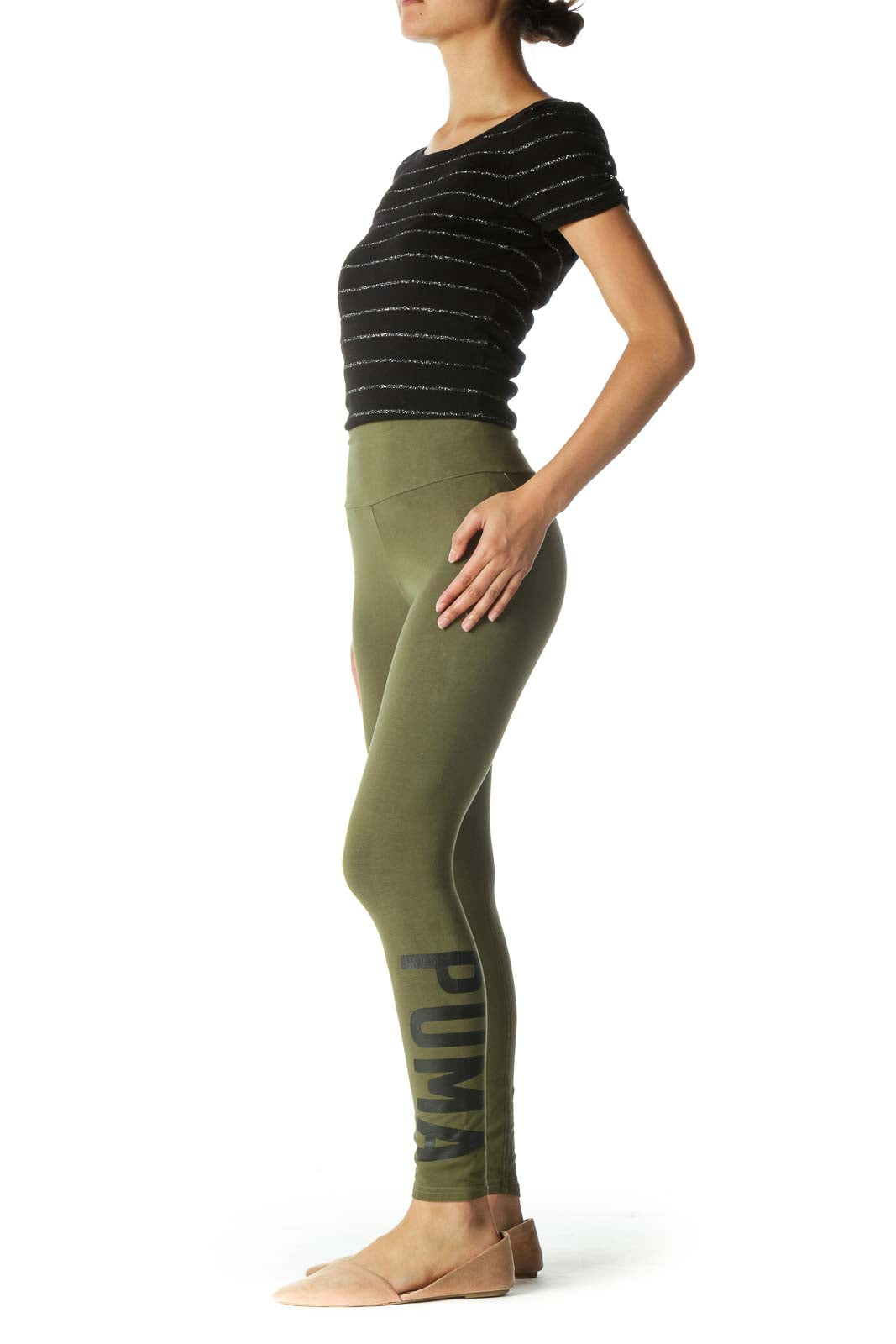 Green Logo High Waisted Leggings