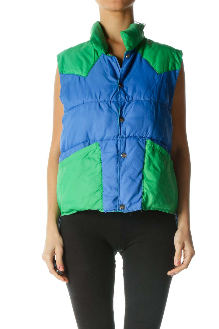 Blue and Green Colorblock Vest