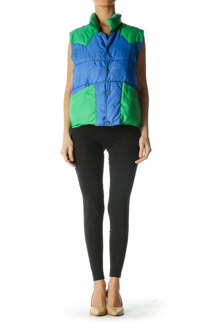 Blue and Green Colorblock Vest