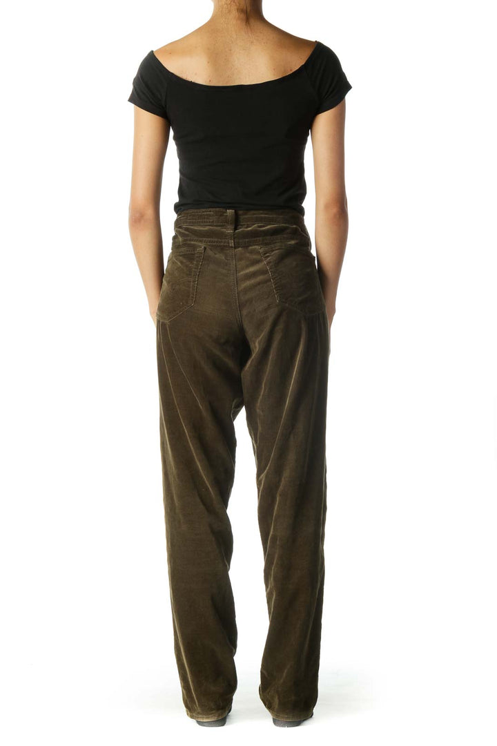 Brown Corduroy Straight Leg Pants