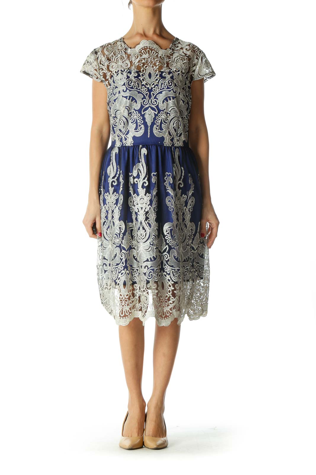 Blue and Silver Embroidered Dress