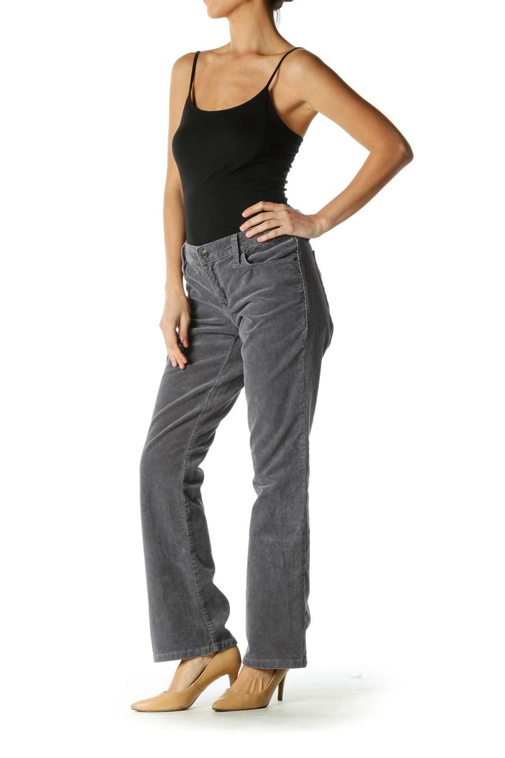 Gray Corduroy Boot Cut Pants