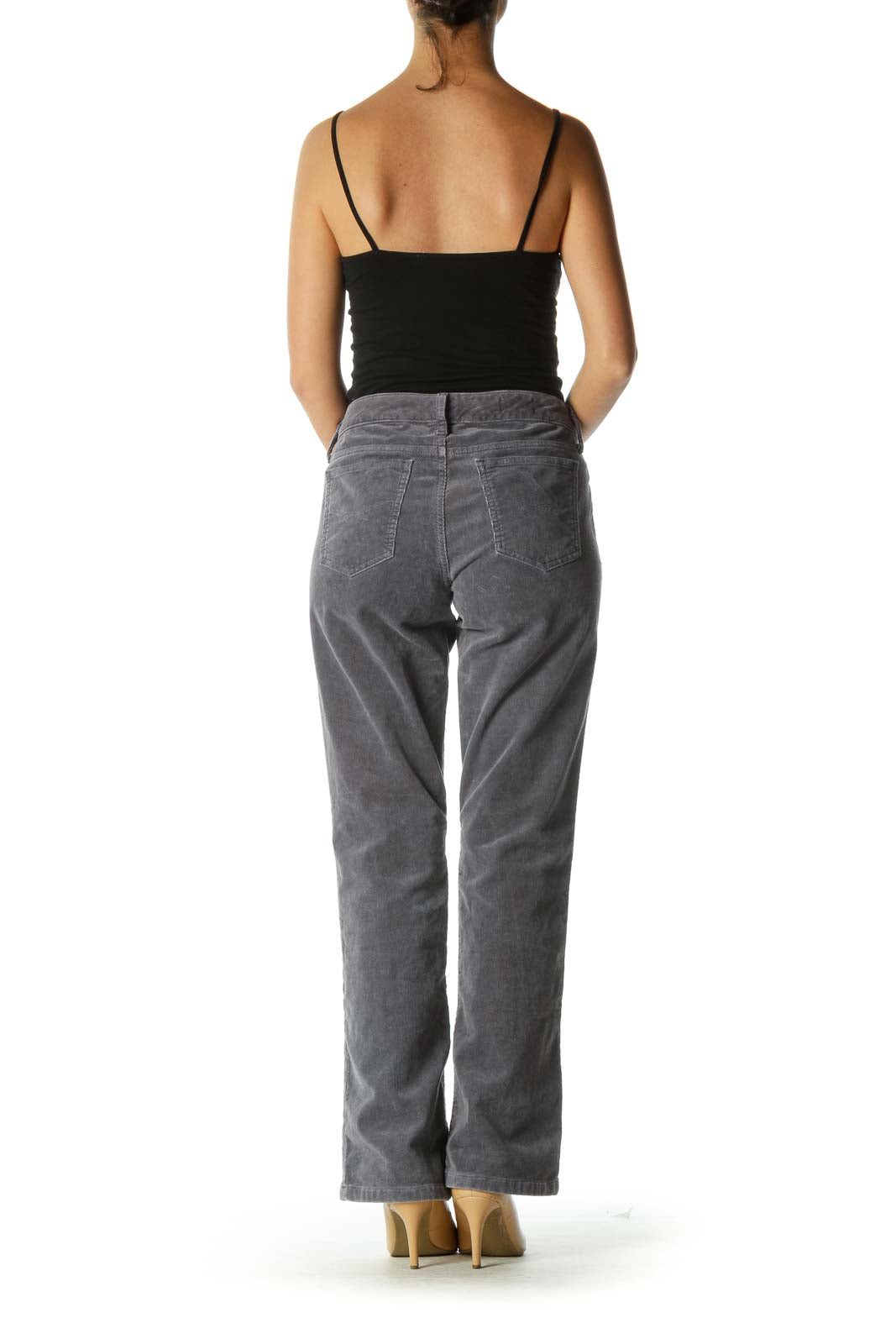 Gray Corduroy Boot Cut Pants