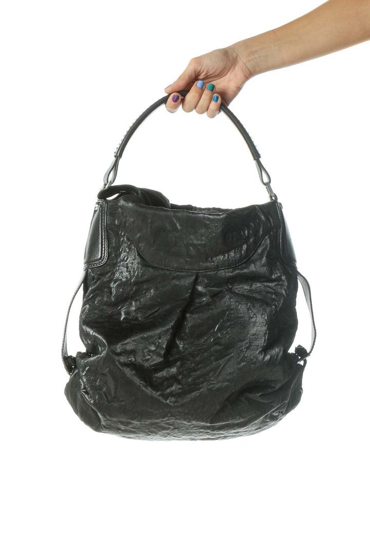 Black Silver Hardware Pocketed Tote