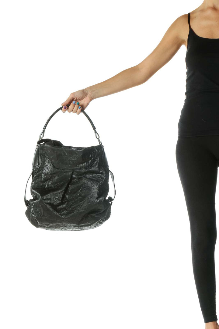 Black Silver Hardware Pocketed Tote