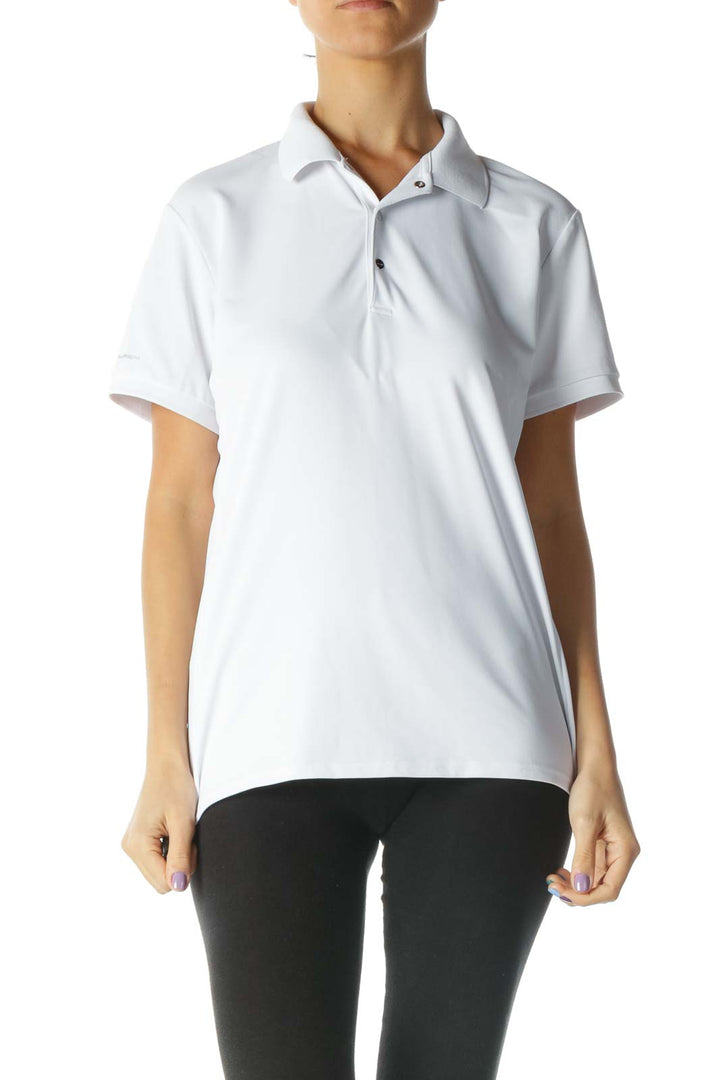 White Snap Button Polo Shirt