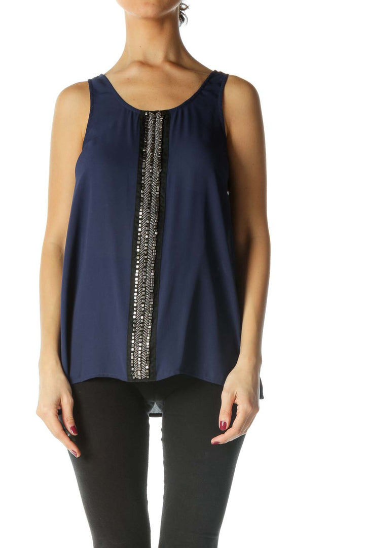 Blue Tank Top with Silver Hardware