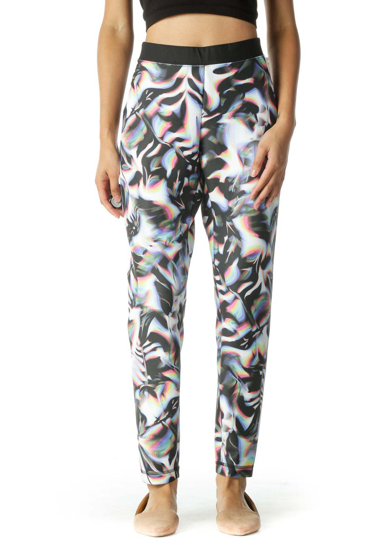 Multicolored Print Scuba Style Active Pants