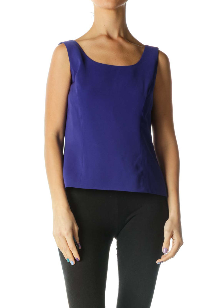 Royal Blue Sleeveless Round Neck Blouse