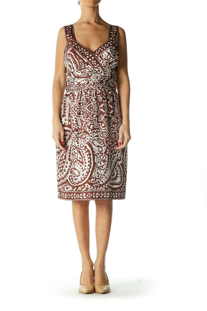 Brown Print Day Dress