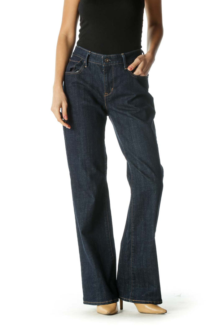 Dark Blue Classic Bootcut Jeans