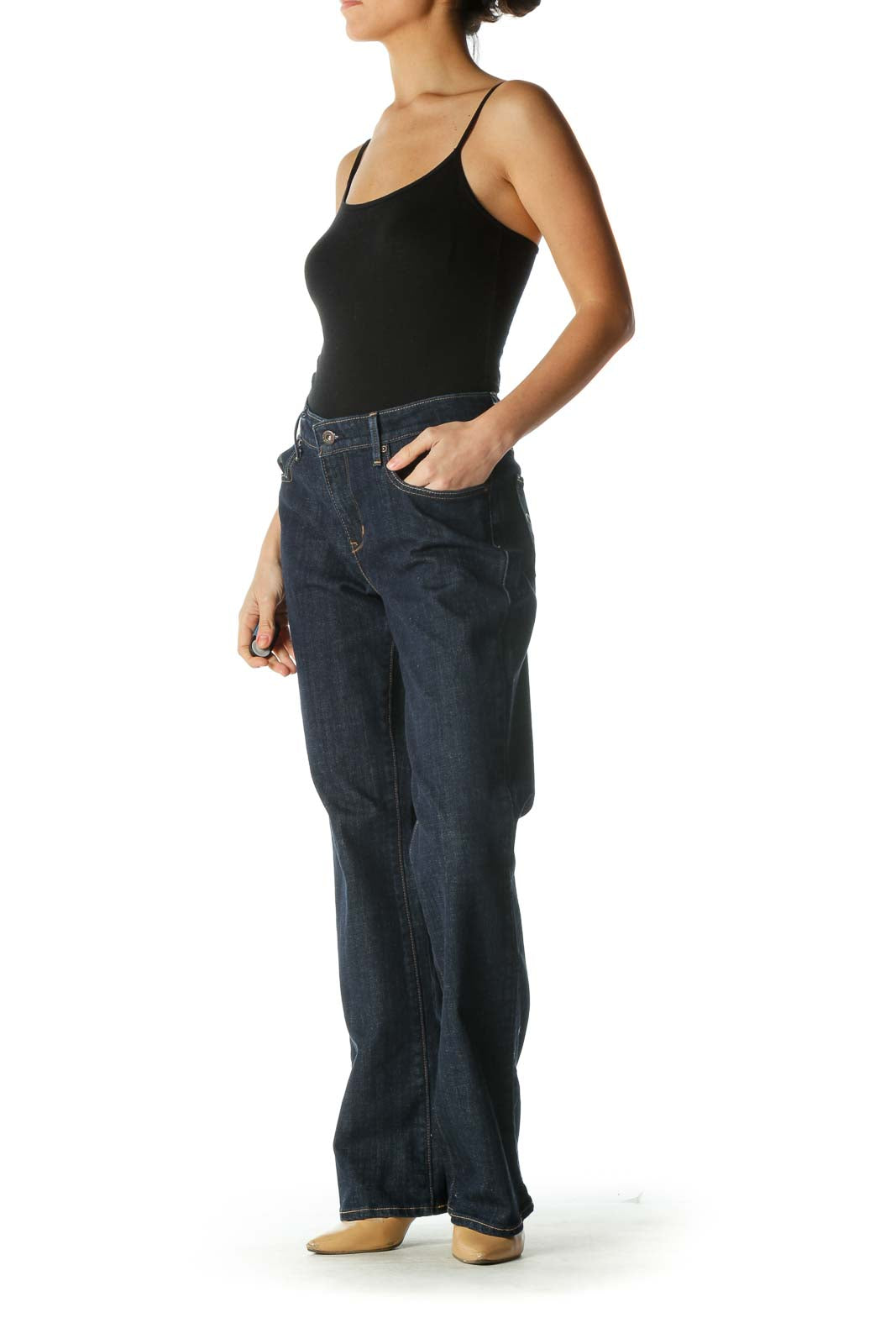 Dark Blue Classic Bootcut Jeans