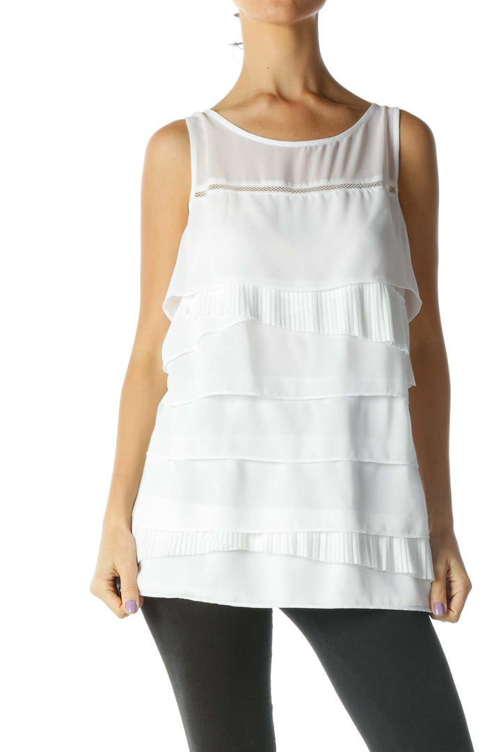 White Tiered Sleeveless Blouse