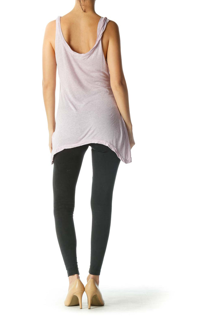 Pink Sleeveless Asymmetric Mock Wrap Knit Top