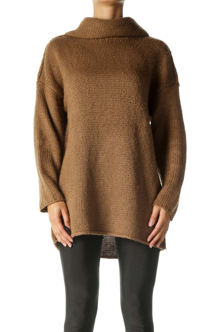 Brown Long Turtle Neck Sweater