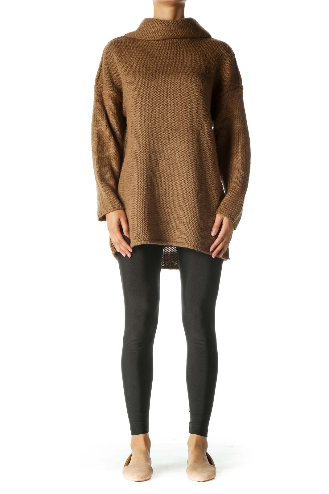 Brown Long Turtle Neck Sweater