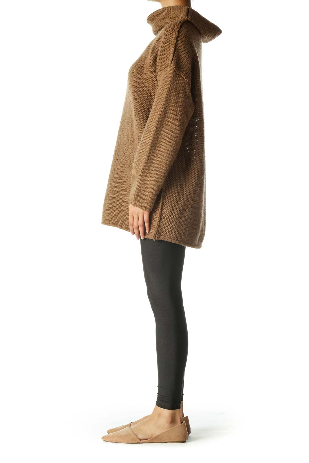 Brown Long Turtle Neck Sweater