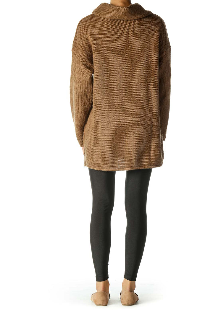 Brown Long Turtle Neck Sweater