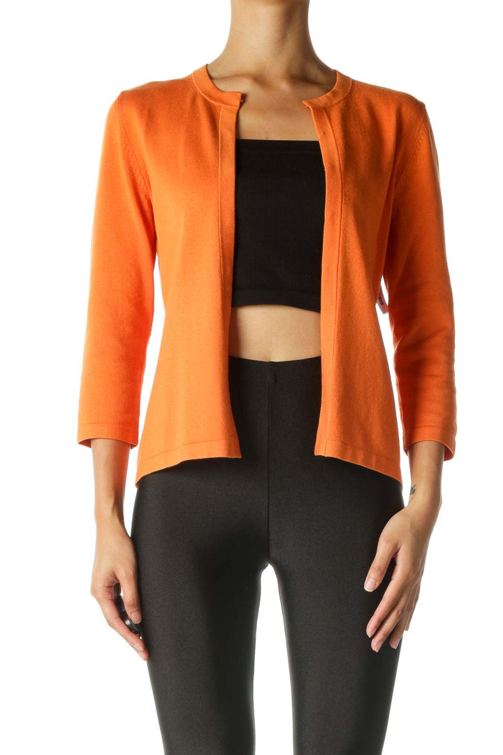 Orange 3/4 Sleeve Cardigan