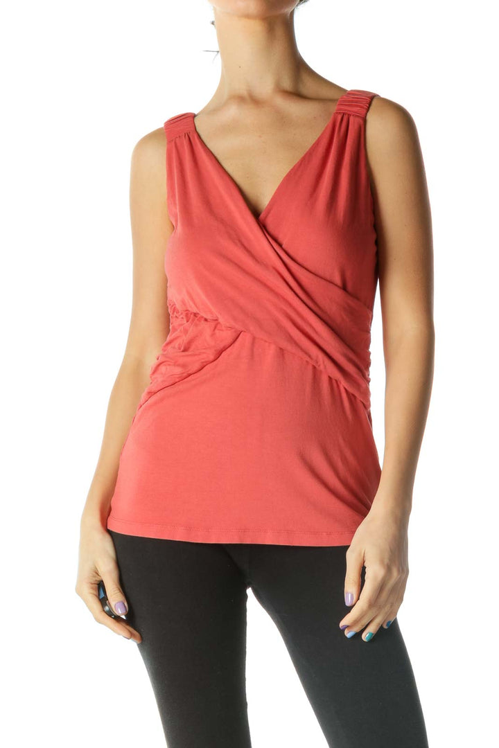 Orange Wrap V Neck Tank Top