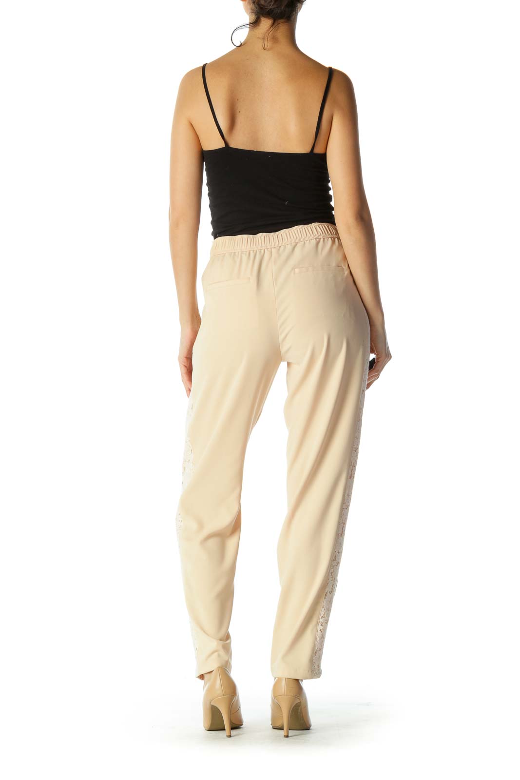 Cream Lace Tapered Pants