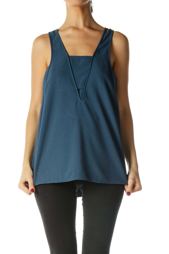 Blue Open Back Tank Top