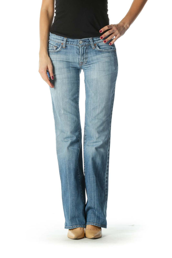 Blue Light-wash Flared Jeans