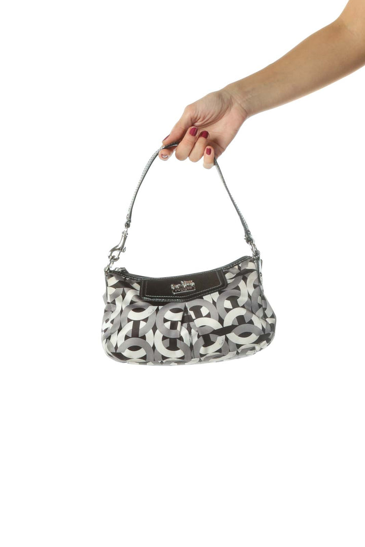 Black, Gray and White Silver Hardware Zippered Tote