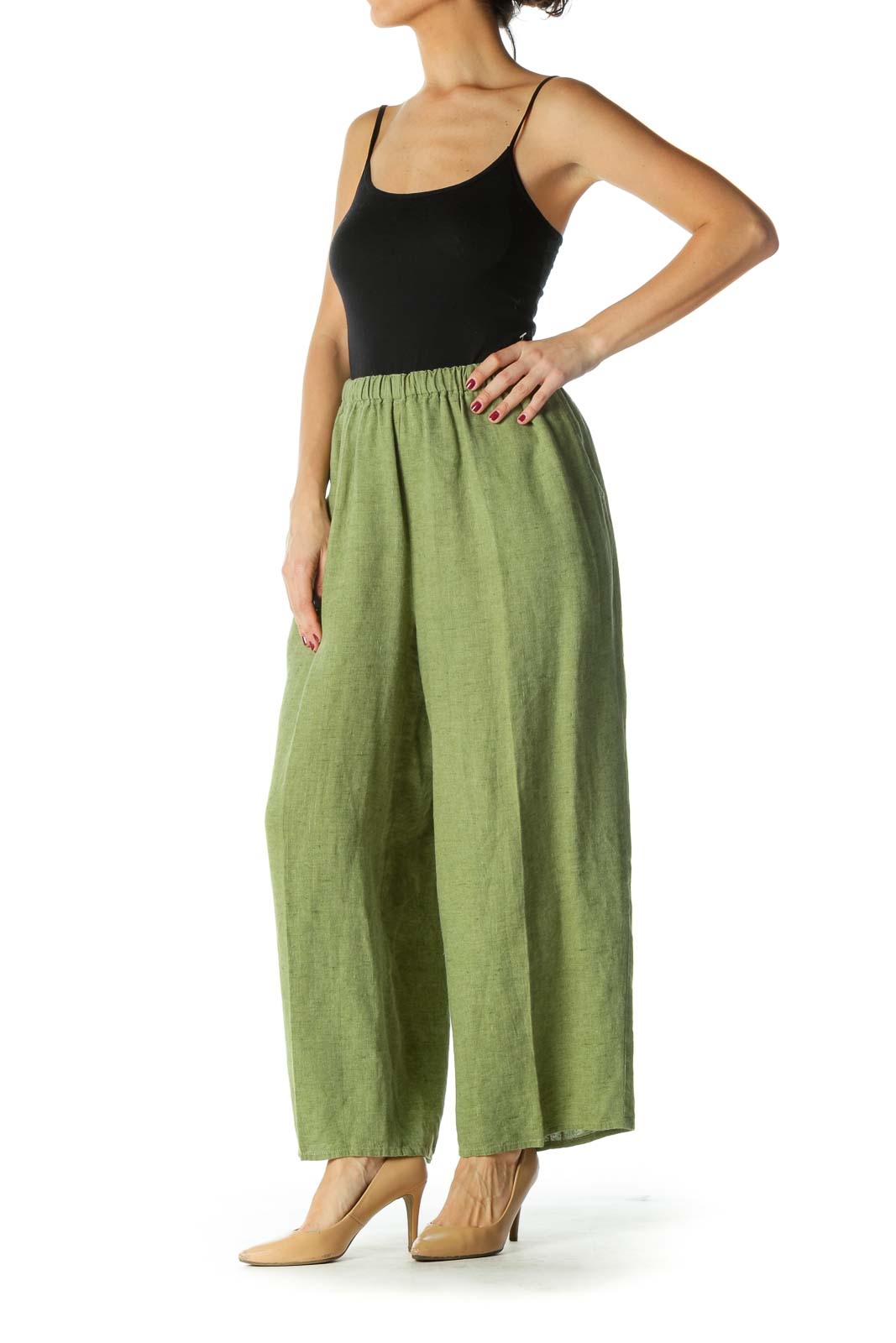 Green Wide-Leg Pants