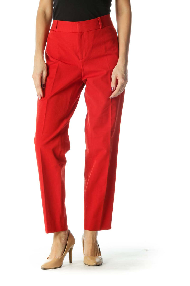 Red Pocketed Tapered Pants