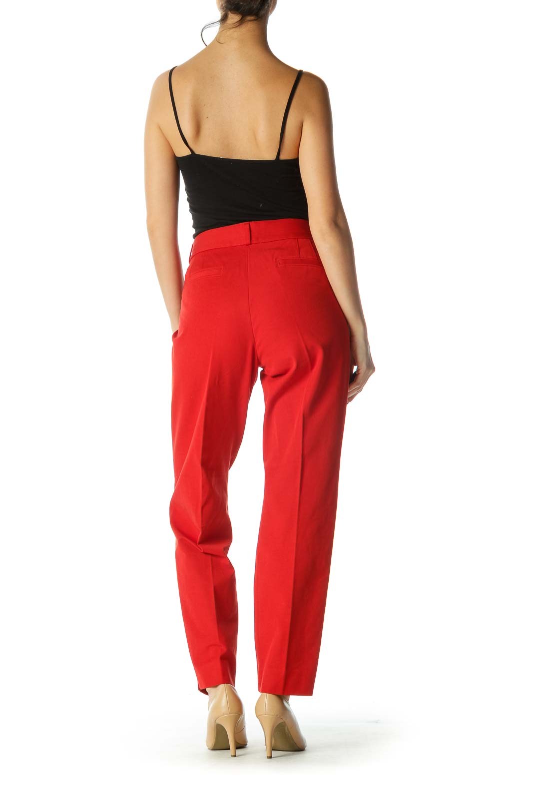 Red Pocketed Tapered Pants