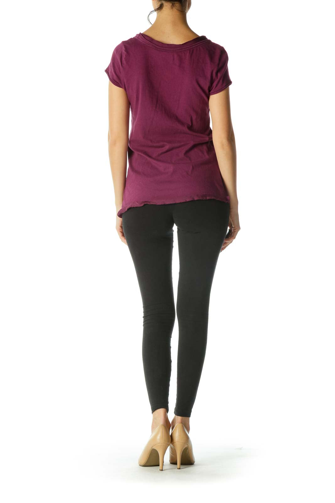 Purple Neckline Trim Shirt