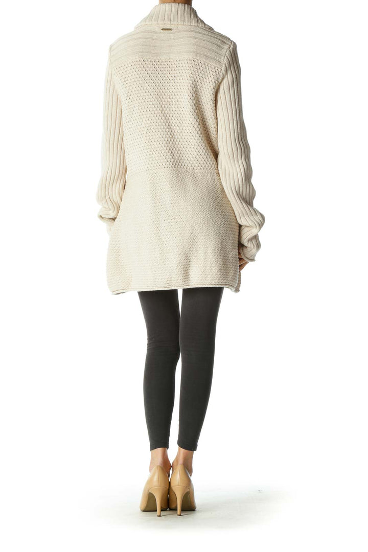 Beige Texture Collared Sweater